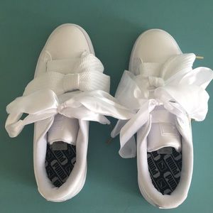 Brand New White PUMA Basket Heart Sneakers